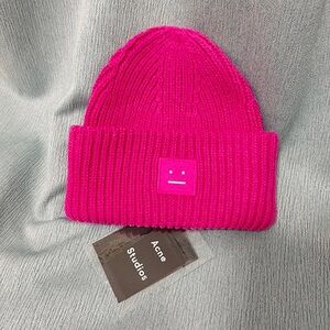 Acne Studios Hot Pink Ribbed Knit Beanie